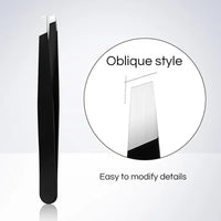 CNKESS Stainless Steel Black Tweezer (Slant Point)